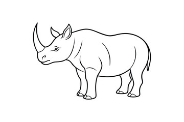 Powerful Rhino in Serene Stance Vector – Majestic Wildlife Illustration Capturing Strength and Grace