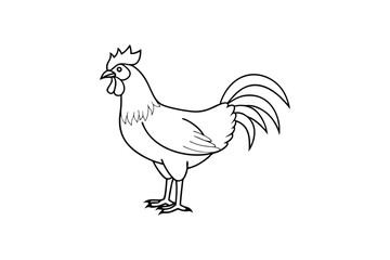 Rooster Line Art Vector Illustration – Simple and Elegant Farm Animal Design for Rustic and Country Branding