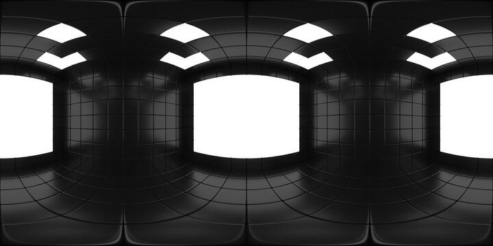 VR 360 studio panorama with reflections. 3D hdri Illustration, 360