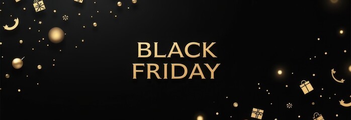 Minimalist Black Friday Ad &ndash; Gold Black Friday Text on black Background
