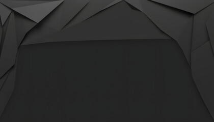 Black abstract background design, texture detail on geometric white layered triangle shapes, rectangle banner or gray paper, abstract modern art business pattern for products or creative website iso