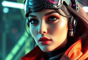 Futuristic portrait of a stylish woman