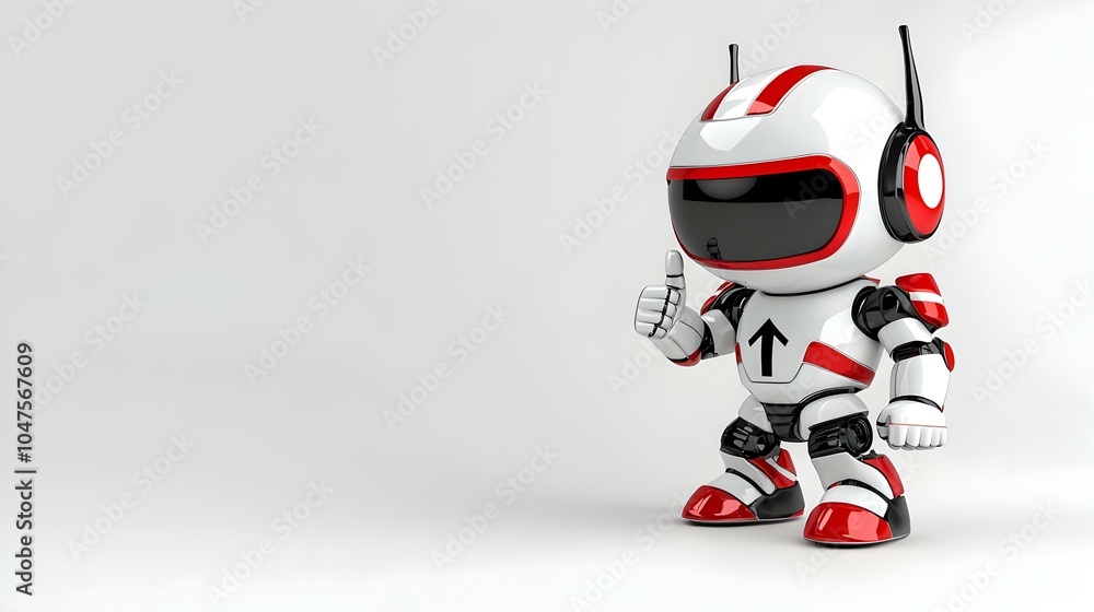 Poster displeased 3d robot character expressing disapproval with a thumbs-down gesture, showcasing vibrant 