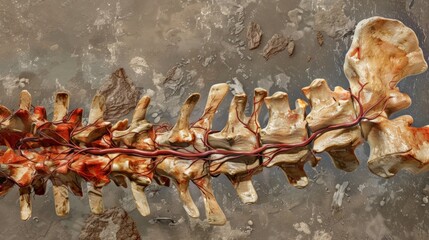 Ankylosing Spondylitis Illustration, depicting vertebrae fusion, limited spinal mobility, highlighting the impact on posture and flexibility in individuals affected by this condition