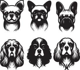 Set Silhouette Dog vector dog head  collrction 