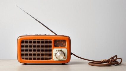 Vintage Orange Radio with Retro Dial and Speaker Design