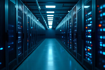 Fototapeta premium staff deploy check utilities repair network issues software developers test fix problems data centers