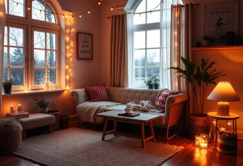 Fototapeta premium Cozy and inviting living room ambiance