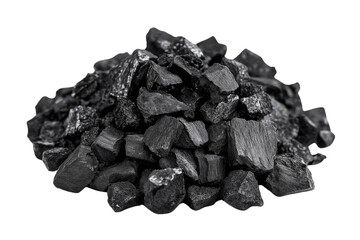 Obraz premium Natural wooden charcoal isolated on a white background, cut out png.