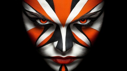 Naklejka premium Striking Red and Orange Face Art Design