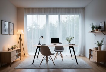 Fototapeta premium Modern minimalist home office design