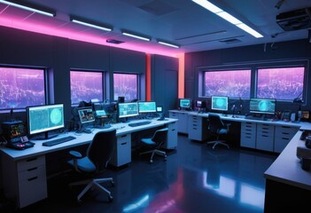 Futuristic control room with advanced technology