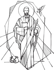Hand drawn illustration of Saint Matthew