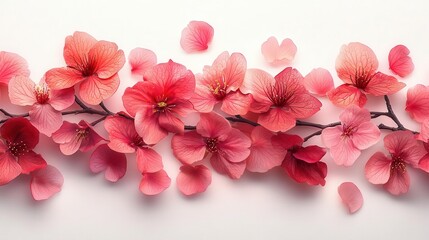 delicate cherry blossom petals isolated against a clean white background, capturing their ethereal beauty, perfect for elegant design layouts and spring-themed aesthetics