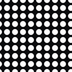 Abstract fashion monochrome polka dots background. Black and white seamless pattern with textured circles. Template design for invitation, poster, card, flyer, banner, textile, fabric. Halftone card