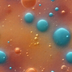 blue bubbles in brown space, air bubbles in light brown liquid, 
