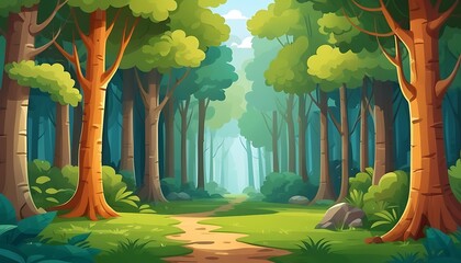 Forest Natural Sky Environment cartoon art, outdor image Background