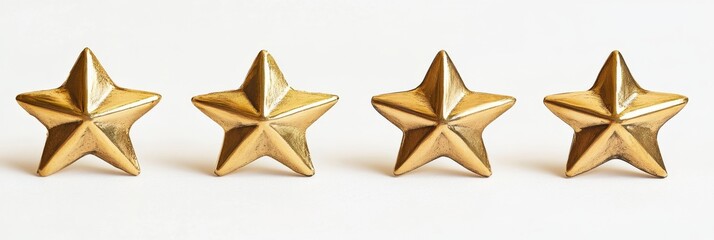 Obraz premium Five Gold Stars Symbolizing Top Rating on White Background