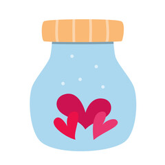 Cute Jar with Hearts. Valentine Day Element with Love.