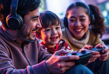 Fototapeta premium Family game night joyful moments with loved ones
