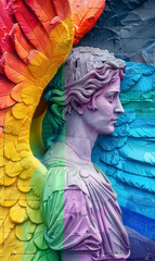 guardian angel statue for lgbt and gay community, human rights and equality concept