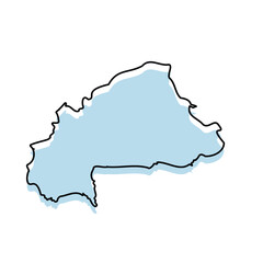 Fototapeta premium BURKINA FASSO Map with with body and Outline Isolated on white Background