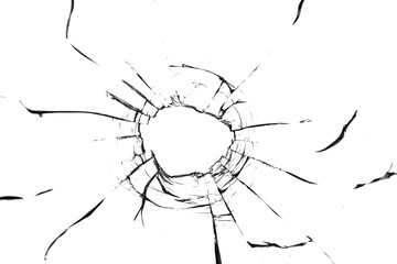 Texture of broken glass on a transparent background