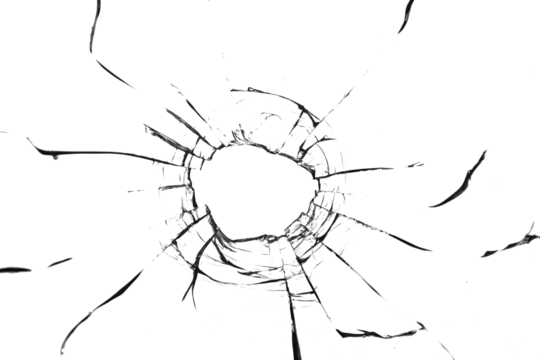 Texture of broken glass on a transparent background