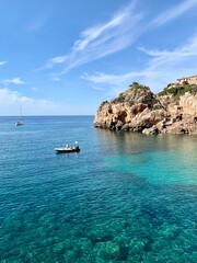 boat on the turquoise blue sea