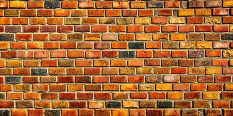 Vibrant Mosaic of Textured Bricks Close-up Symmetrical Brickwork Pattern in Warm Hues - Architectural Background for Design Projects