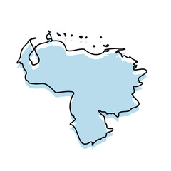 VENEZUELA Map with with body and Outline Isolated on white Background