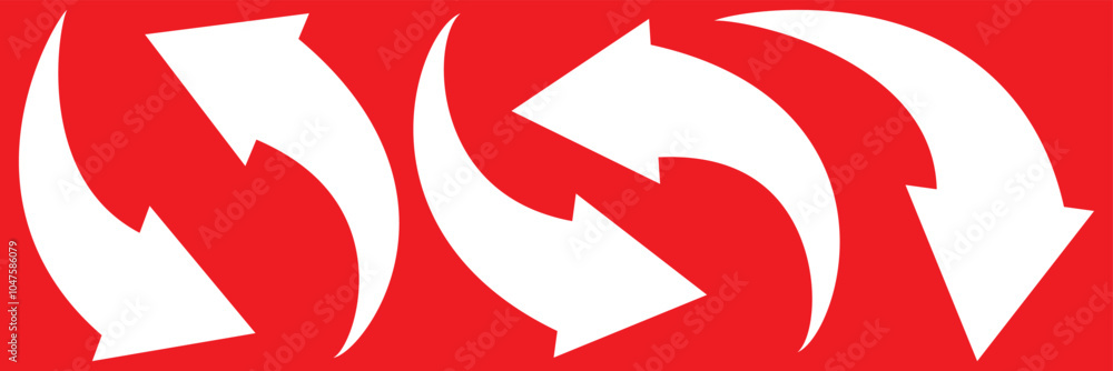 Poster red arrows set. curved arrows. arrow sign. flat style icons. vector illustration of curved arrow ico