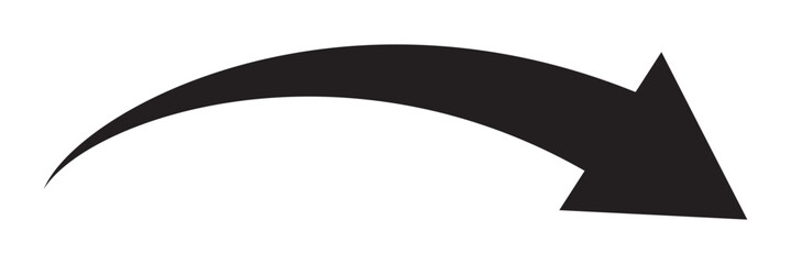 Long curved arrow icon vector. Black long arrow vector. flat style Arrow symbol. Black silhouette of long arrow isolated on white background. vector illustration. EPS 10
