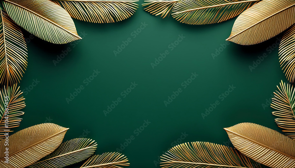 Poster gold frame decorations feature dark green backgrounds with empty space for text, ideal for _1(378)