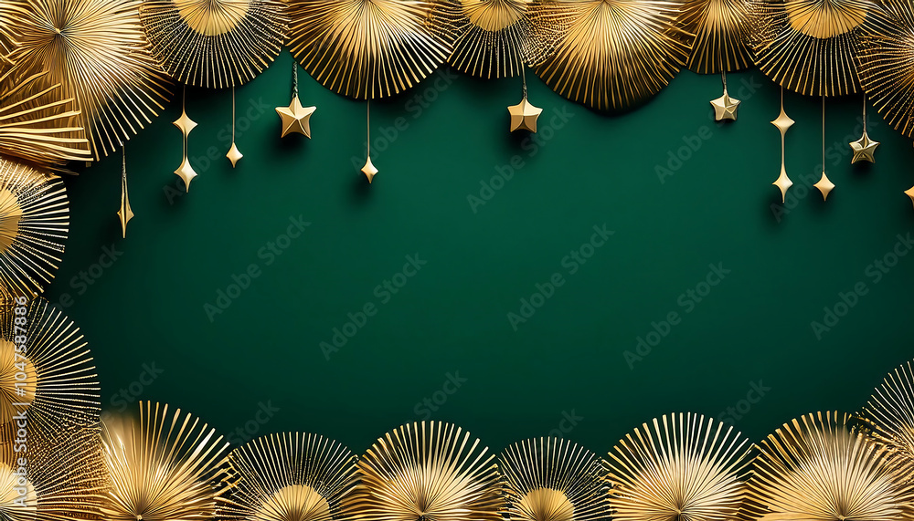 Poster gold frame decorations feature dark green backgrounds with empty space for text, ideal _1(380)