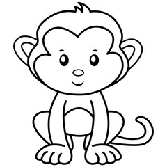 Cute Animal Monkey Outline