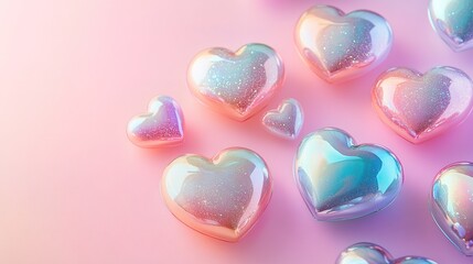 Obraz premium Valentines day background with transparent hearts.