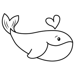 Cute Animal Whale Outline