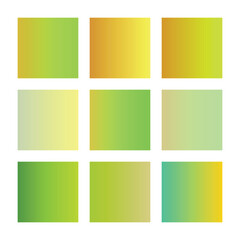 Gradient collection, shiny rainbow hologram. Holographic foil texture, blue, yellow, pink gradation. Catalog of samples palettes in RGB HEX. Vector set for frame, border, other design