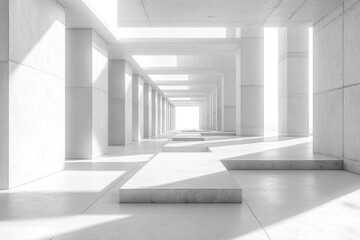 Obraz premium Concrete Corridor with Light and Shadows