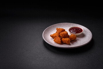 Brie cheese or camembert fries in breading, fast food, takeaway