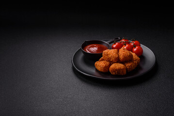Brie cheese or camembert fries in breading, fast food, takeaway