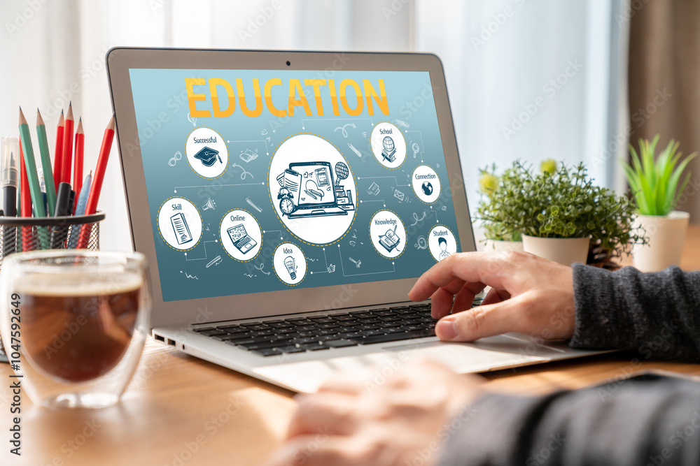 Aufkleber e-learning website with sofware for student to study online on the internet network snugly