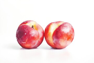 Obraz premium Delicious Nectarine and Peach Watercolor Illustration of Ripe and Juicy Fruits