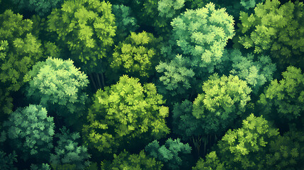 Naklejka premium Ai generated illustration of an aerial view of a dense green forest canopy. Rainforest Canopy. Illustration