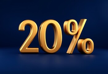 black Friday mega offer 20 percent discount with gold confetti 3d render concept for big shopping