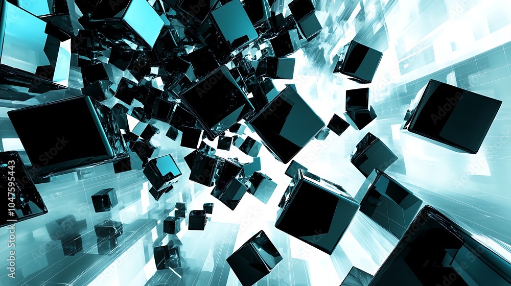Poster intricate 3d geometry with abstract shapes