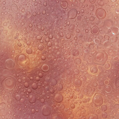 flesh-colored cells, background with bubbles. beige spheres, 