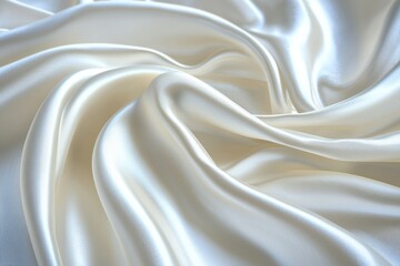 White Satin Fabric with Smooth, Flowing Drapes