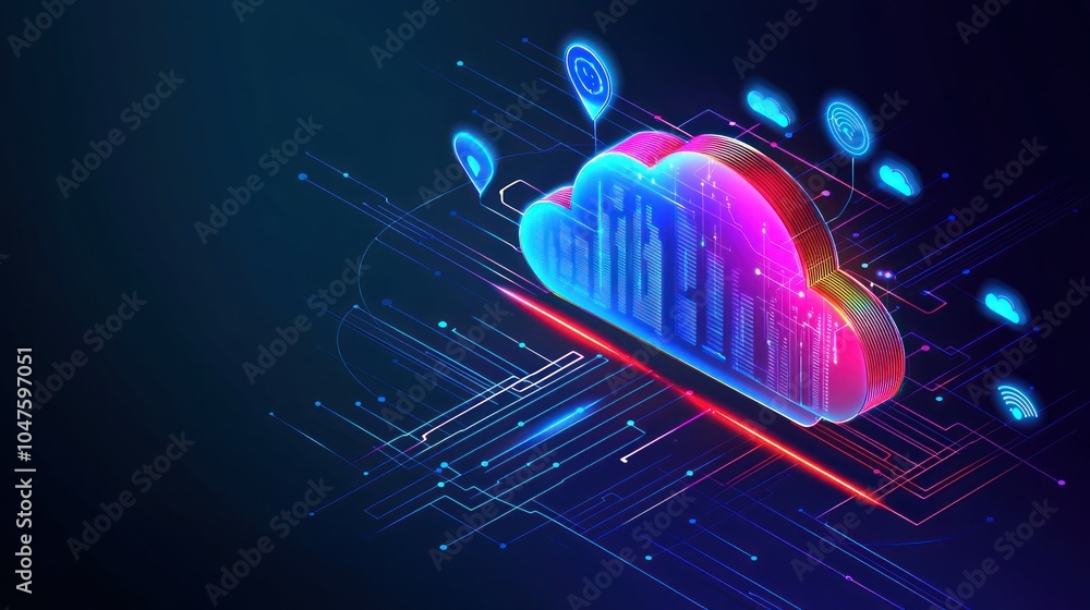Poster Neon Cloud Computing with Digital Network Lines